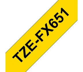 Brother TZe-FX651 žlutá / Páska pro označení kabelů / černý tisk / 24 mm / 8 m / flexibilní