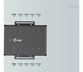 i-tec USB-C/USB-A Metal Charging + Data HUB / USB hub / 10× USB-C / 15 W/port / 180 W