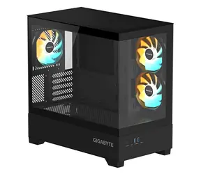 GIGABYTE C201 PANORAMIC černá / Midi tower / Micro ATX / 2x USB 3.0 / 3x 120mm ARGB / bez zdroje / průhledná bočnice