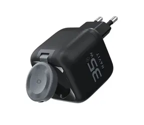 Havit UC250 černá / Cestovní nabíječka GaN / USB-C / 35 W / USB PD / výsuvný kabel