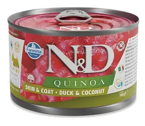 Farmina N&D Quinoa Dog Skin & Coat Kachna a kokos Mini / Konzerva pro psy / 140 g / podpora kůže a srsti