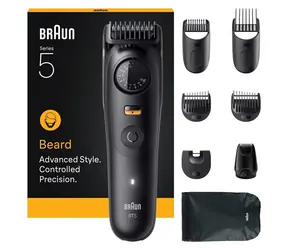 Braun BT5560 černá / Zastřihovač vousů / 120 min provozu / 0,5–20 mm / omyvatelný / 6 nástavců
