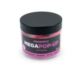 Mikbaits Pop-Up Mega fluo Jahoda / Plovoucí boilie / 25 mm / 300 ml