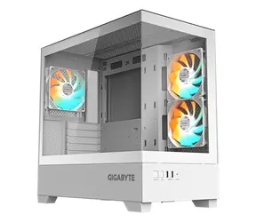GIGABYTE C201 PANORAMIC ICE bílá / Midi tower / Micro ATX / 2x USB 3.0 / 3x 120mm ARGB / bez zdroje / průhledná bočnice