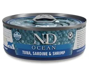 N&D Ocean Cat Tuna, Sardine & Shrimp 70 g / Konzerva pro dospělé kočky / tuňák a mořské plody