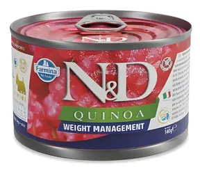 Farmina N&D Quinoa Weight Management jehně a brokolice Mini / Konzerva pro psy / malá plemena / 140 g