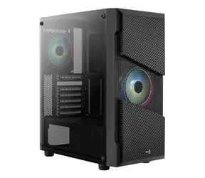 AeroCool Menace Saturn RGB černá / PC skříň / Midi Tower / ATX / 2x USB 3.0 / bez zdroje / průhledná bočnice