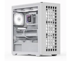 Aerocool D502A-G-WT-V1 bílá / Skříň / Midi Tower / ATX / Mesh / tvrzené sklo / RGB / bez zdroje