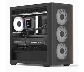 Aerocool D301A-G-BK-V2 černá, dřevo / PC skříň / Mini Tower / Micro ATX / 2x USB 3.0 / USB-C / bez zdroje