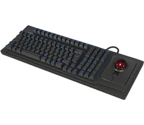 Keysonic KSK-8202ELU-T černá / Klávesnice s trackballem / Full-size / US / podsvícená