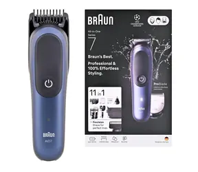 Braun AIO7540 All-in-One 7 modrá / Zastřihovač / Pánský / Celé tělo / 11v1 / 0 - 21 mm