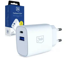 3mk FlowPower 30W bílá / Nabíječka / GaN / USB 1xA+1xC / PD 3.0 / QC4+