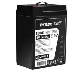 Green Cell Cube AGM VRLA 6V 4.5Ah / Bezúdržbová baterie / IP54 / alarmové systémy a pokladny