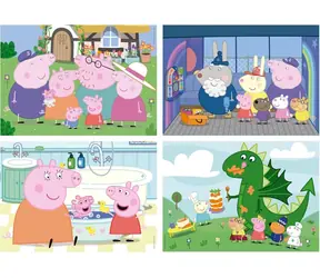 EDUCA Puzzle Prasátko Peppa 4v1 / (20 & 40 & 60 & 80 dílků) / od 3 let