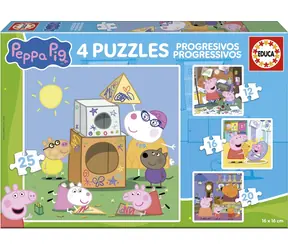 EDUCA Puzzle Prasátko Peppa 4v1 / (12 & 16 & 20 & 25 dílků) / od 3 let