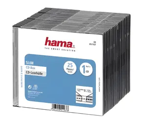 Hama CD Slim Box průhledná-černá / Obal na CD/DVD / 1 disk / 25 ks