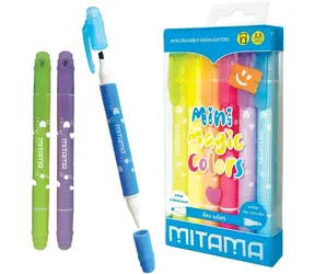 Mitama Magic Colors / Zvýrazňovač / Sada 6 ks / Vymazatelné / Dvojitý hrot / Pastelové barvy