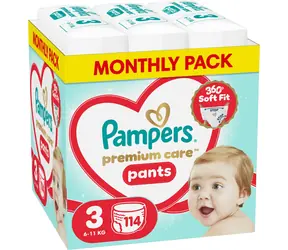 Pampers Premium Care 6-11 kg (114 ks) / Plenkové kalhotky / Velikost 3 (6-11 kg)