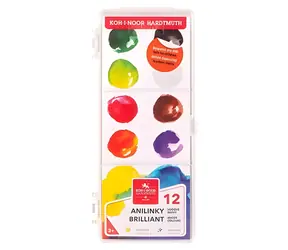 KOH-I-NOOR Brillant / Vodové barvy / 12 ks / průměr 22,5 mm