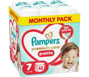 Pampers Premium Care 15+ kg (62 ks) / Plenkové kalhotky / Velikost 7 (15+ kg)