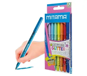 MITAMA 62509 / Fixy se třpytkami / 8 barev / hrot 3 mm / trojhranné