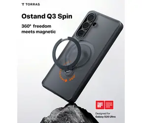 Torras Ostand Q3 Spin obsidian black / Ochranné pouzdro / Samsung Galaxy S26+ / otočný stojánek 360°