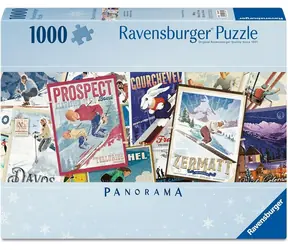 Ravensburger Panoramatické puzzle Staré lyžařské plakáty / 1000 dílků