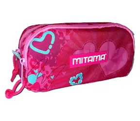 Mitama Penál 2Zip srdce / Školní penál / 2 přihrádky / zip s poutkem