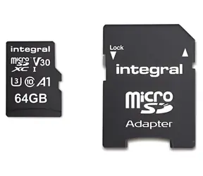Integral microSDHC/SDXC 64 GB / Paměťová karta / UHS-I U3 V30 / čtení: 100 MB/s / zápis: 45 MB/s