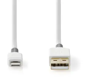 Nedis bílá / Lightning kabel / USB-A (M) - Lightning (M) / USB 2.0 / 480 Mbps / 1 m