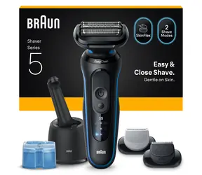 Braun Series 5 52-B7650cc černá-modrá / Planžetový holicí strojek / Wet&Dry / 50 min provoz / voděodolný