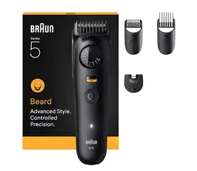Braun BT5520 Series 5 černá / Zastřihovač vousů / Pánský / 120 min provozu / 3 nástavce / 0,5 - 20 mm / vodotěsný