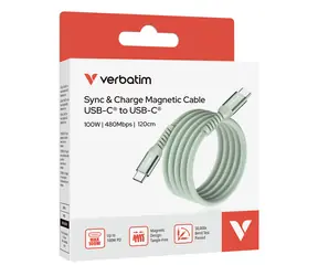 Verbatim 31855 zelená / Magnetický nabíjecí kabel USB-C / 100 W / 1,2 m