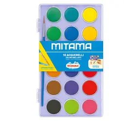 Mitama 62890-90321 fialová / Vodové barvy / 18 barev / průměr 2,9 cm / štětec č. 4