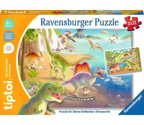 RAVENSBURGER Puzzle Tiptoi: Dinosauři / pro malé průzkumníky / 2x12 dílků / od 3 let