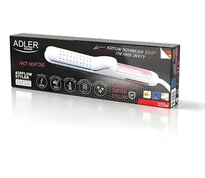 Adler AD 2326 bílá / Žehlička na vlasy / 2 v 1 / 120 W / 5 teplot 140–220 °C / keramické desky