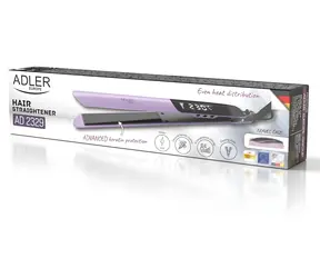 Adler AD 2329 fialová / Žehlička na vlasy / 54 W / keramicko-keratinové desky / 130–230 °C / LCD