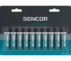Sencor Alkalická baterie AA 10 ks / Baterie / alkalická / jednorázová