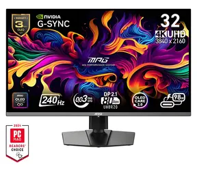 32" MSI MPG 322URXDE QD-OLED černá / Monitor / 3840 x 2160 / QD-OLED / 240Hz / 0.03ms / 1500000:1 / HDMI+DP+USB-C / VESA