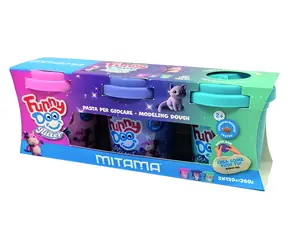 Mitama Funny Doo / Modelína se třpytkami / 3x 120 g / fialová, růžová, modrá