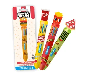 Mitama Pero Click Clip 10barev Foodie Fun červená / Kuličkové pero / 0,7 mm