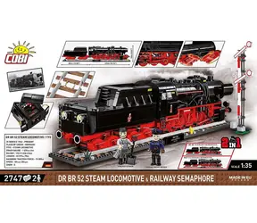 COBI 6287 Parní lokomotiva DR BR 52 s návěstidlem / Stavebnice / 1:35 / 2747 kostek / 2 figurky / od 10 let