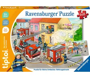 RAVENSBURGER Puzzle Tiptoi: Záchranná mise / pro malé průzkumníky / 2x12 dílků / od 3 let