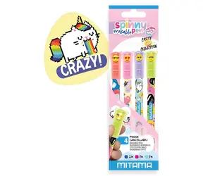MITAMA Spinny Pen Crazy / Vymazatelný roller / 0,7 mm / 4 ks