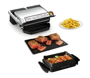 Tefal OptiGrill+ Snacking & Baking GC714D stříbrná / Kontaktní gril / 2000 W / 4 teplotní stupně