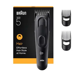 Braun HC5530 Series 5 černá / Zastřihovač vlasů / Pánský / 50 min provozu / 2 nástavce / 3 - 35 mm