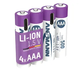 Ansmann 1311-0028 bílá/fialová / Nabíjecí baterie / Li-Ion / AAA (Micro) / 1,5 V / 500 mAh / 4 ks