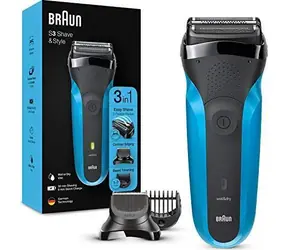 Braun Series 3 310BT modro-černá / Planžetový holicí strojek / Wet&Dry / voděodolný / 6 nástavců