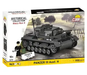 COBI 2672 II WW Panzer III Ausf.H / Stavebnice / 1:28 / 963 kostek / 1 figurka / od 10 let
