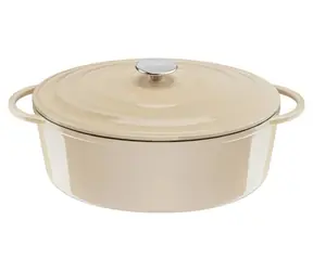 Tefal LOV béžová / Litinový pekáč / oválný / 34 cm / 7,2 l / s pokličkou